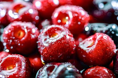 Taze kirazlı kompozisyon.