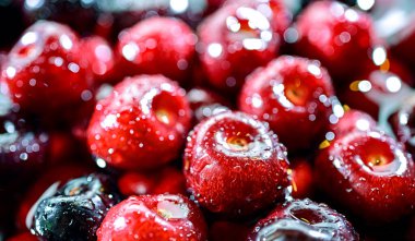 Taze kirazlı kompozisyon.