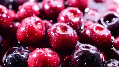 Taze kirazlı kompozisyon.