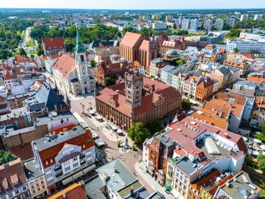 Polonya 'nın başkenti Kuyavian-Pomeranya Voyvoda Torun' un eski kasabasının manzarası. UNESCO Dünya Mirası Alanı