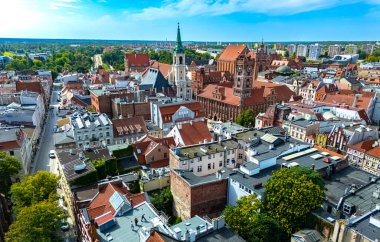 Polonya 'nın başkenti Kuyavian-Pomeranya Voyvoda Torun' un eski kasabasının manzarası. UNESCO Dünya Mirası Alanı