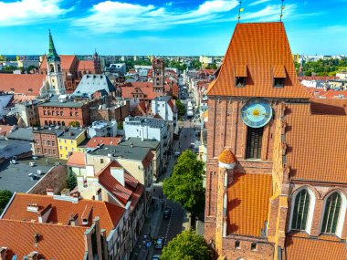 Torun Katedrali, Polonya 'nın eski Torun kasabası manzarası. UNESCO Dünya Mirası Alanı