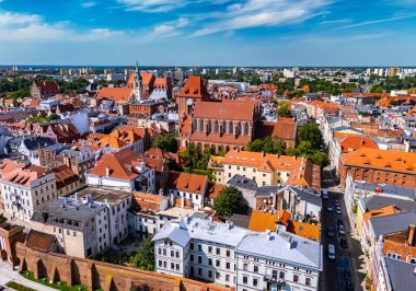 Polonya 'nın başkenti Kuyavian-Pomeranya Voyvoda Torun' un eski kasabasının manzarası. UNESCO Dünya Mirası Alanı