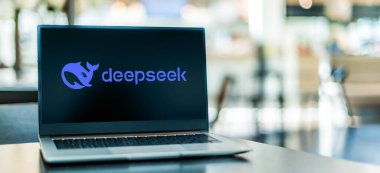 POZNAN, POL - 24 AUG 2025: Derin Arama logosunu gösteren dizüstü bilgisayar