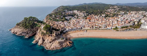 加泰罗尼亚Costa Brava的Tossa Mar村 西班牙地中海全景鸟瞰 — 图库照片