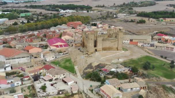 Castle Sadaba Rock Top Small Hill Region Cinco Villas Zaragoza — Stock Video