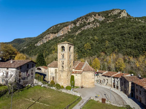 Vue Clocher Abside Église Romane Beget Espagne — Photo