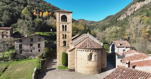 Chiesa Sant Cristofol Xii Secolo Beget Garrotxa Catalogna Spagna — Video Stock