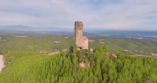 Torre Vigilancia Moros Castellnou Bages Barcelona Prvince Cataluña España Data — Vídeo de stock