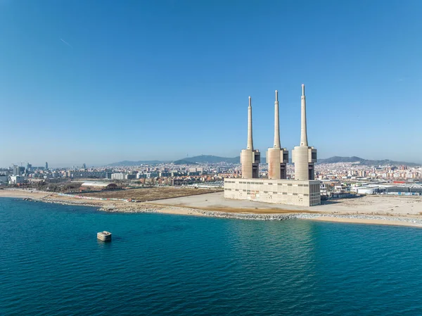 Термальна Електростанція Сант Адрії Барселона Каталонія Іспанія Вид Повітря — стокове фото