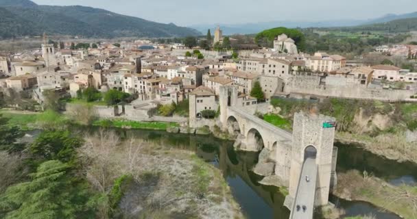 Besalu Spain Catalan Village Seems Have Stopped Clock Middle Ages — Stock Video