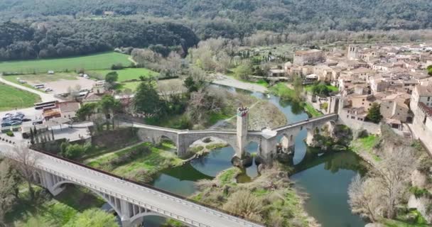 Zdá Besalu Španělsko Katalánská Vesnice Zastavila Hodiny Středověku — Stock video