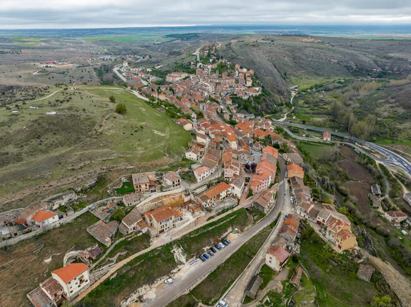 Veduta Aerea Del Borgo Medievale Sepulveda Nella Comunità Castilla Leon — Foto Stock