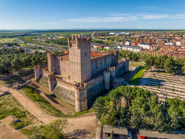 Side Aerial Panoramic View Medieval Castle Mota Medina Del Campo — Stock Photo, Image