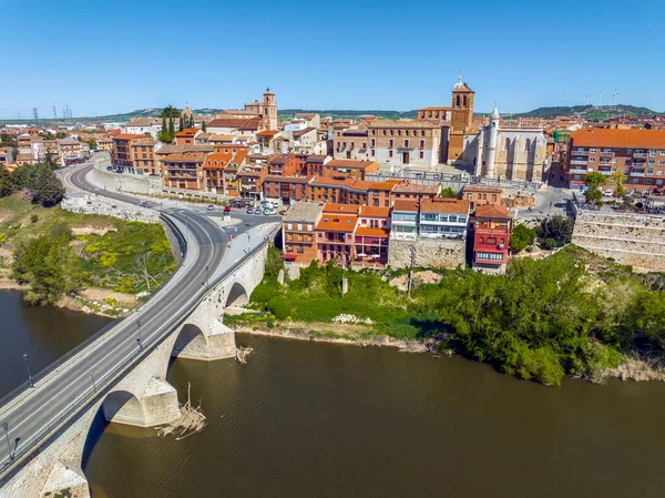 Panoramisch Uitzicht Het Dorp Tordesillas Rivier Douro Provincie Valladolid Spanje — Stockfoto