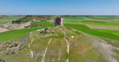 Valladolid 'de Mota del Marques, İspanya' da havadan panoramik manzara