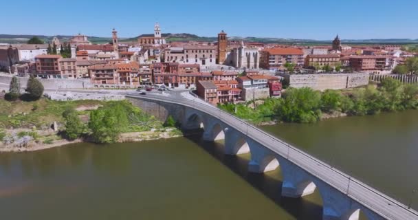 Widok Panoramiczny Miejscowość Tordesillas Rzekę Douro Prowincji Valladolid Hiszpania — Wideo stockowe