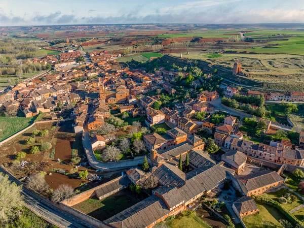 Aerial Views Town Ayllon Cradle Red Villages Addition Beautiful Medieval — Stock Photo, Image