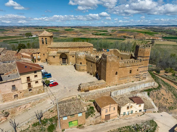 Воздушный Вид Монтеагудо Лас Викариас Сория Замок Церковь Нашей Дамы — стоковое фото