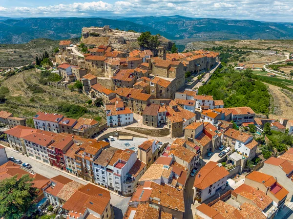 Letecký Panoramatický Pohled Cullu Castellonu Jako Krásné Vesnice Španělska — Stock fotografie