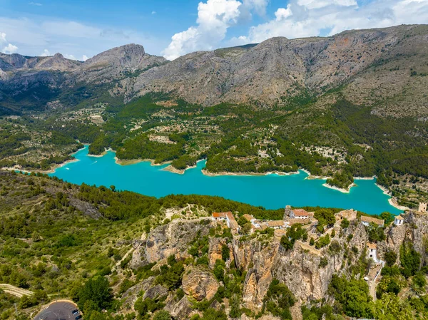 Aerial View Photography Panoramic View Guadalest Reservoir Sierra Serrella Mountains — Stock Photo, Image