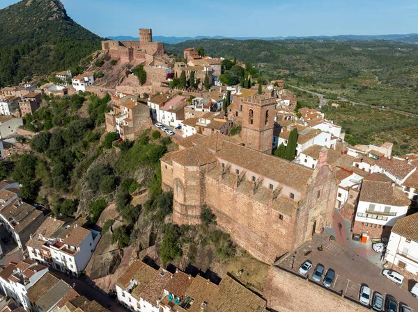 Luchtfoto Panoramisch Uitzicht Vilafames Castellon Vermeld Als Prachtige Steden Van — Stockfoto