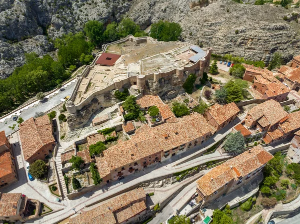 Widok Lotu Ptaka Zamek Albarracin Prowincja Teruel Wymienione Jako Piękne — Zdjęcie stockowe