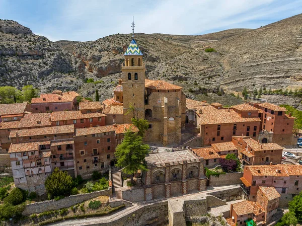 Vista Aérea Catedral Albarracin Província Teruel Listados Como Belas Cidades — Fotografia de Stock