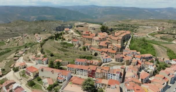 Панорамный Вид Куллу Воздуха Кастеллоне Перечисленных Красивые Деревни Испании — стоковое видео