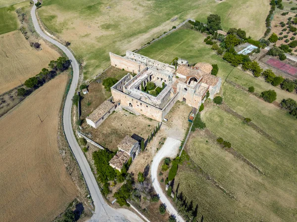 Flygfoto Monsalud Cistercian Kloster Corcoles Var Viktigaste Medeltida Byggnaderna Territoriet — Stockfoto