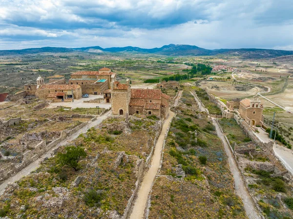 Gmina Moya Hiszpanii Należąca Prowincji Cuenca Lotu Ptaka Widać Kościoły — Zdjęcie stockowe