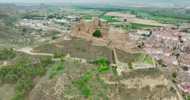Fortaleza Castelo Monzn Huesca Origem Muçulmana Ordem Templo Situação Estratégica — Vídeo de Stock
