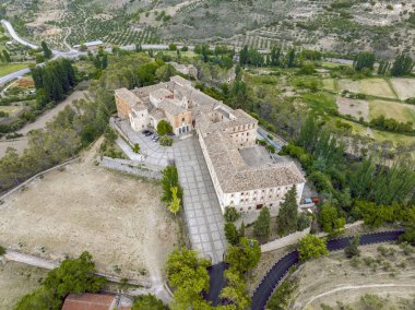 Aerial view of the Monastery of Carmen in Pastrana, province of Guadalajara Spain clipart