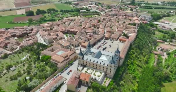 Воздушный Вид Испанскую Провинцию Лерма Бургос Считается Одним Самых Красивых — стоковое видео