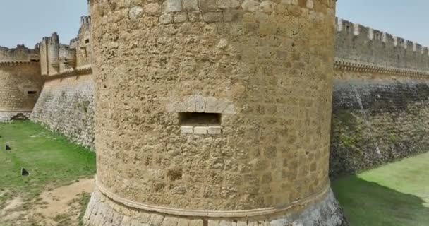レオンにあるグラジャール カンポスの城 何世紀にもわたる歴史の証人として 石の壁は戦いの物語と過去の物語を語っています 中世の建築のアイコン — ストック動画