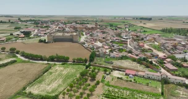 Vista Panorámica Aérea Grajal Campos Enclavado Las Tierras León Este — Vídeo de stock