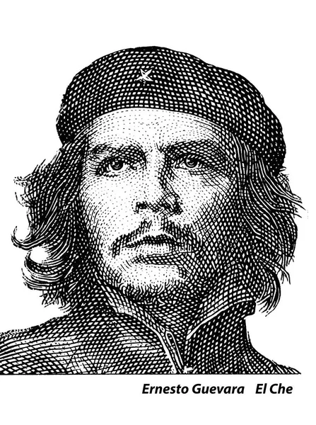 Retrato Ernesto Che Guevara Líder Histórico Cuba Notas Três Pesos Imagens Royalty-Free
