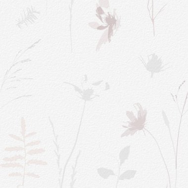 Narin, suluboya, botanik dijital kağıt, çiçek arkaplanı, yumuşak, basit, çıplak bej renkler. Beyaz organik kağıt dokusunda nötr zarif desen