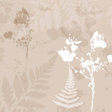 Vahşi çiçeklerle narin bir vektör deseni, bitkisel bitkiler. Yumuşak pastel renkler allık pembe arkaplan