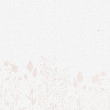 Narin suluboya çayır çiçekleri, botanik dijital kağıt, yumuşak, çıplak bej tonlarda çiçek arkaplanı. Beyaz organik kağıt dokusunda nötr zarif desen