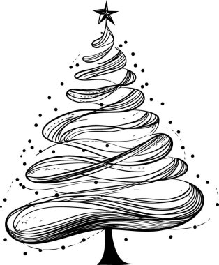 Minimalistic Christmas tree PNG xmas design for winter holidays  clipart