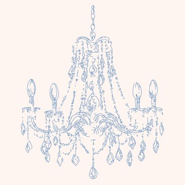 El yapımı klasik avize vektör çizimi, düğün için tuhaf bir klip, parti davetiyeleri, ev duvarı sanat dekoru, logo.