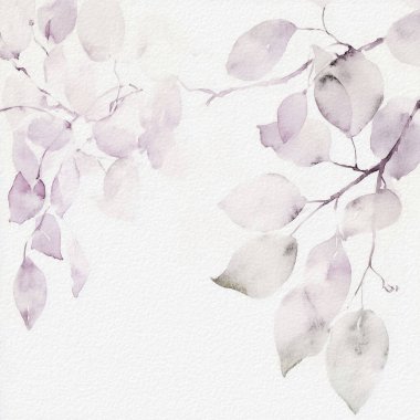 Narin, suluboya, botanik, dijital kağıt, çiçek arkaplanı, basit, çıplak, yeşil tonlarda. Beyaz organik kağıt dokusunda nötr zarif desen