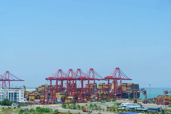 Many Cranes Sea Port Ship Containers — Stock Photo, Image