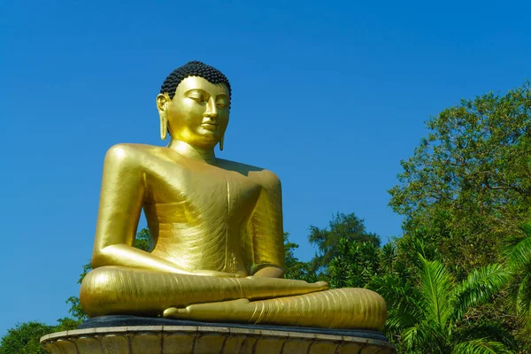 Buda Dourado Senta Com Olhos Fechados — Fotografia de Stock
