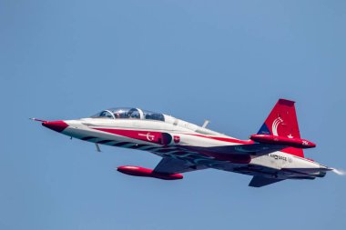 Torre Del Mar, Malaga, İspanya-Temmuz 28: Uçak Northrop F-5 Türk bir sergi 2 airshow Torre del Mar 28 Temmuz 2017 yılında Torre del Mar, Malaga, İspanya katılan yıldız