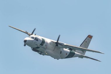 TORRE DEL MAR, MALAGA, SPAIN-JUL 14: CASA C-235 Guardia Sivil uçakları 14 Temmuz 2019 tarihinde Torre del Mar, Malaga, İspanya 'da düzenlenen 4.