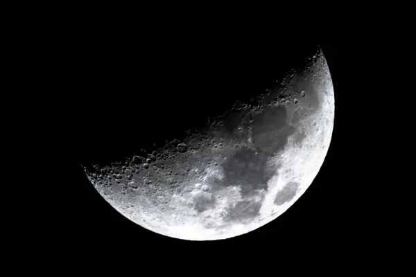 Primer Plano Luna Mostrando Los Detalles Superficie Lunar Marzo 2019 —  Fotos de Stock
