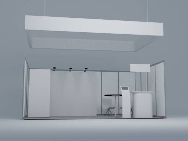 Modern iç tasarım sergisi. 3d oluşturma