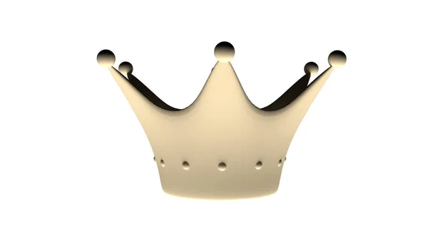 Coroa Rei Ouro Real Renderização Isolado Fundo Branco — Fotografia de Stock